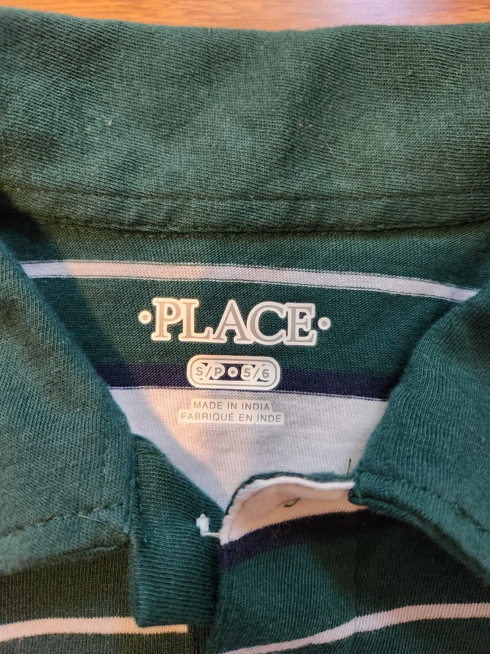 The Children's Place Boys Green & White Striped Polo Shirt Kids, Size Small 5/6